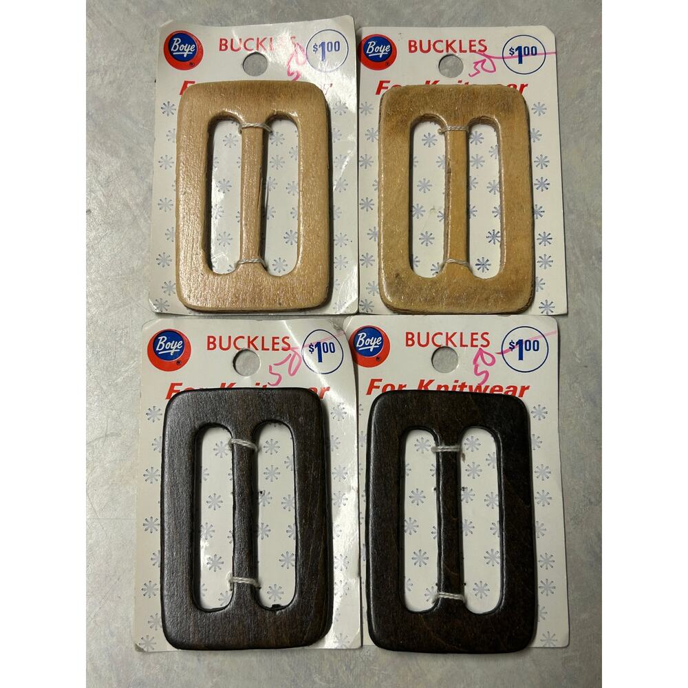 Vintage Boyes Rectangular Plastic Slide Buckles, Scarves, Belts Lot of 4 NOS